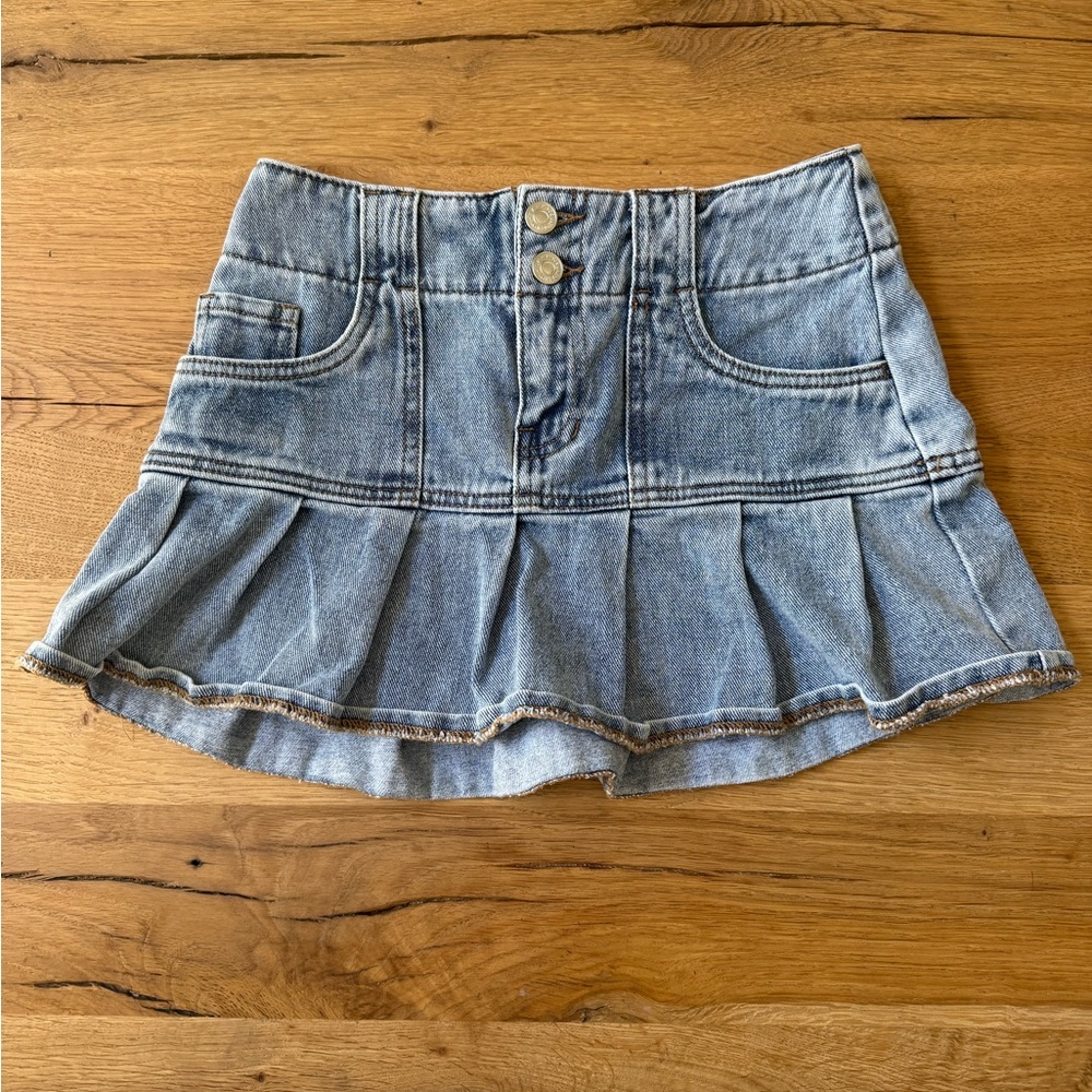PacSun Blue Denim Ruffle Mini Skirt
